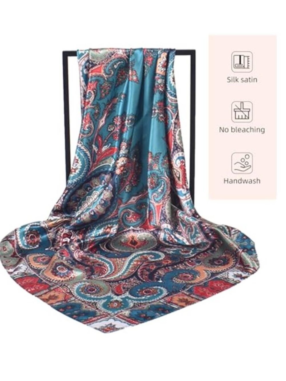 35" Silk Feel Satin Square Scarf ✨ Hair Wrap Head Scarf Neck Bandana OS